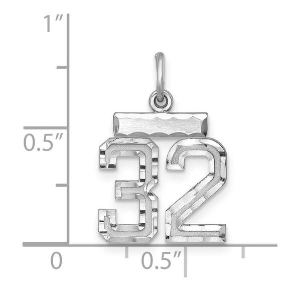 Sterling Silver, Varsity Collection, Small D/C Pendant, Number 32 - Picture 3 of 4